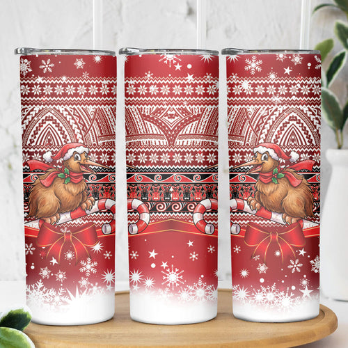 New Zealand Kiwi Bird Christmas Skinny Tumbler Maori Inspired Knitted Patterns
