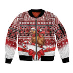 New Zealand Kiwi Bird Christmas Sleeve Zip Bomber Jacket Maori Inspired Knitted Patterns