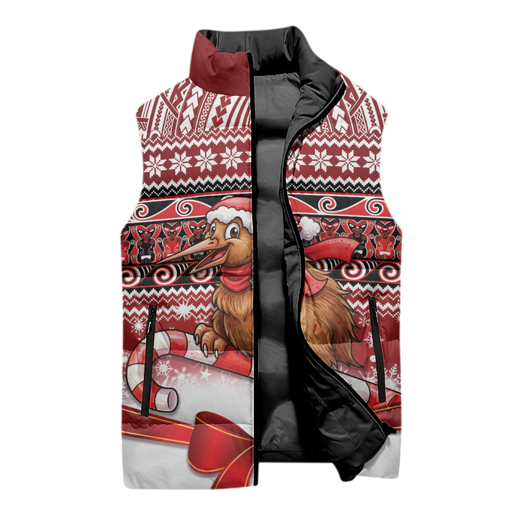 New Zealand Kiwi Bird Christmas Sleeveless Puffer Jacket Maori Inspired Knitted Patterns