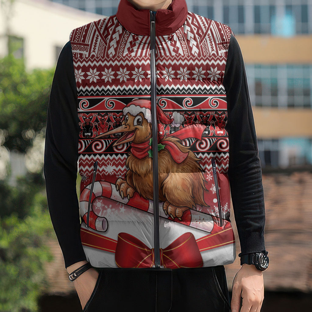New Zealand Kiwi Bird Christmas Sleeveless Puffer Jacket Maori Inspired Knitted Patterns