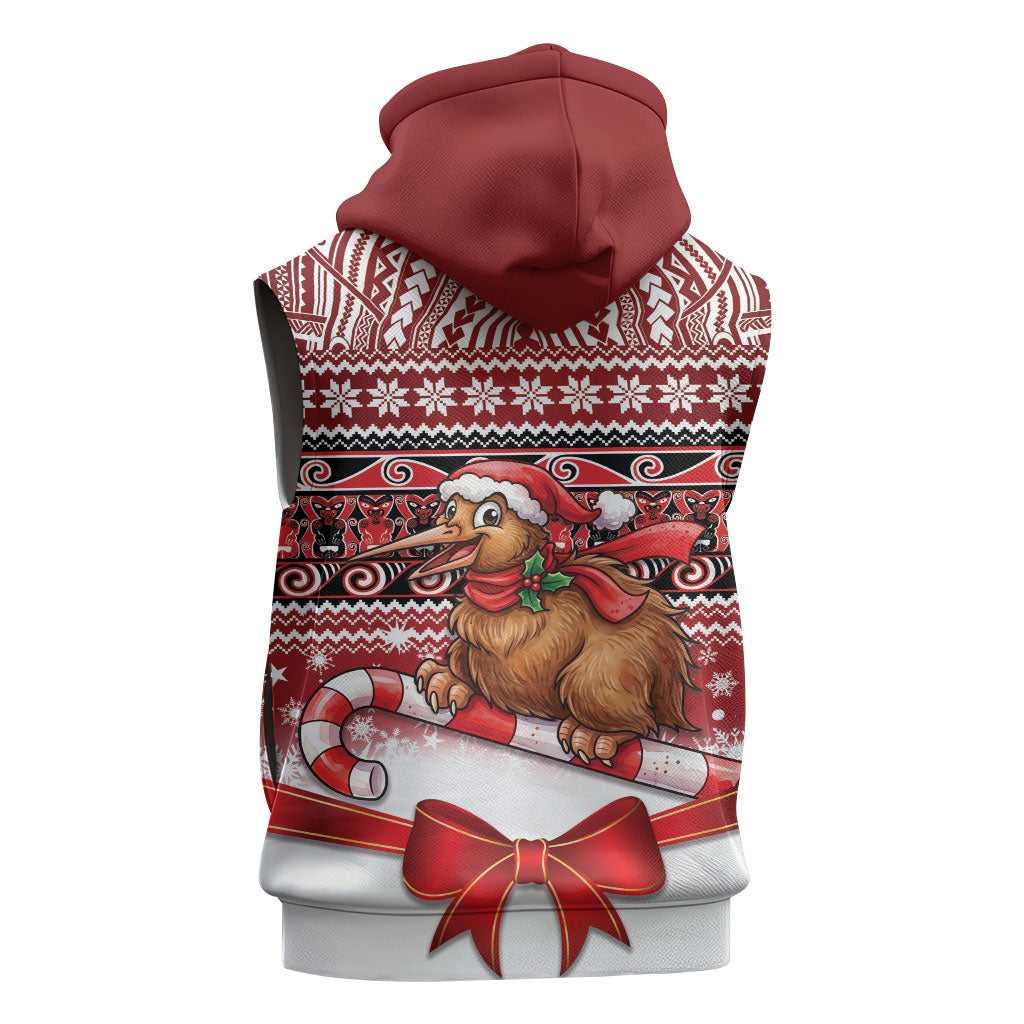 New Zealand Kiwi Bird Christmas Sleeveless Zip Hoodie Maori Inspired Knitted Patterns