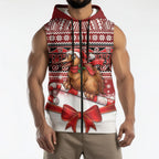 New Zealand Kiwi Bird Christmas Sleeveless Zip Hoodie Maori Inspired Knitted Patterns