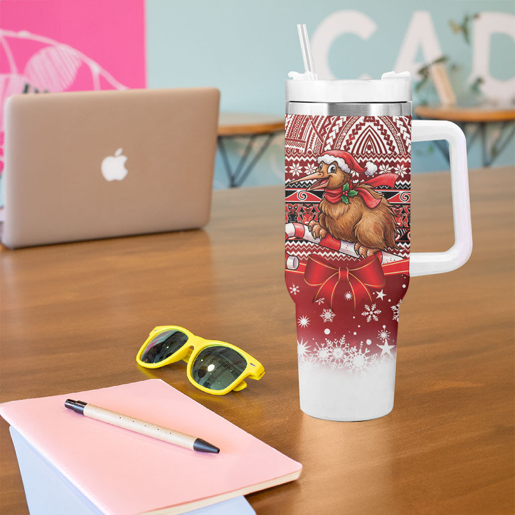 New Zealand Kiwi Bird Christmas Tumbler With Handle Maori Inspired Knitted Patterns