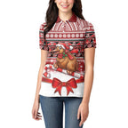 New Zealand Kiwi Bird Christmas Women Polo Shirt Maori Inspired Knitted Patterns