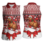 New Zealand Kiwi Bird Christmas Women Sleeveless Polo Shirt Maori Inspired Knitted Patterns