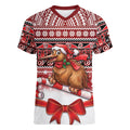 New Zealand Kiwi Bird Christmas Women V-Neck T-Shirt Maori Inspired Knitted Patterns