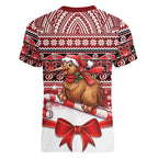 New Zealand Kiwi Bird Christmas Women V-Neck T-Shirt Maori Inspired Knitted Patterns
