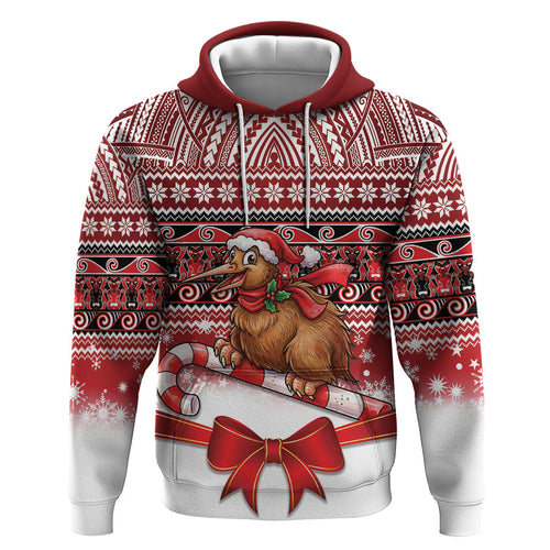New Zealand Kiwi Bird Christmas Zip Hoodie Maori Inspired Knitted Patterns