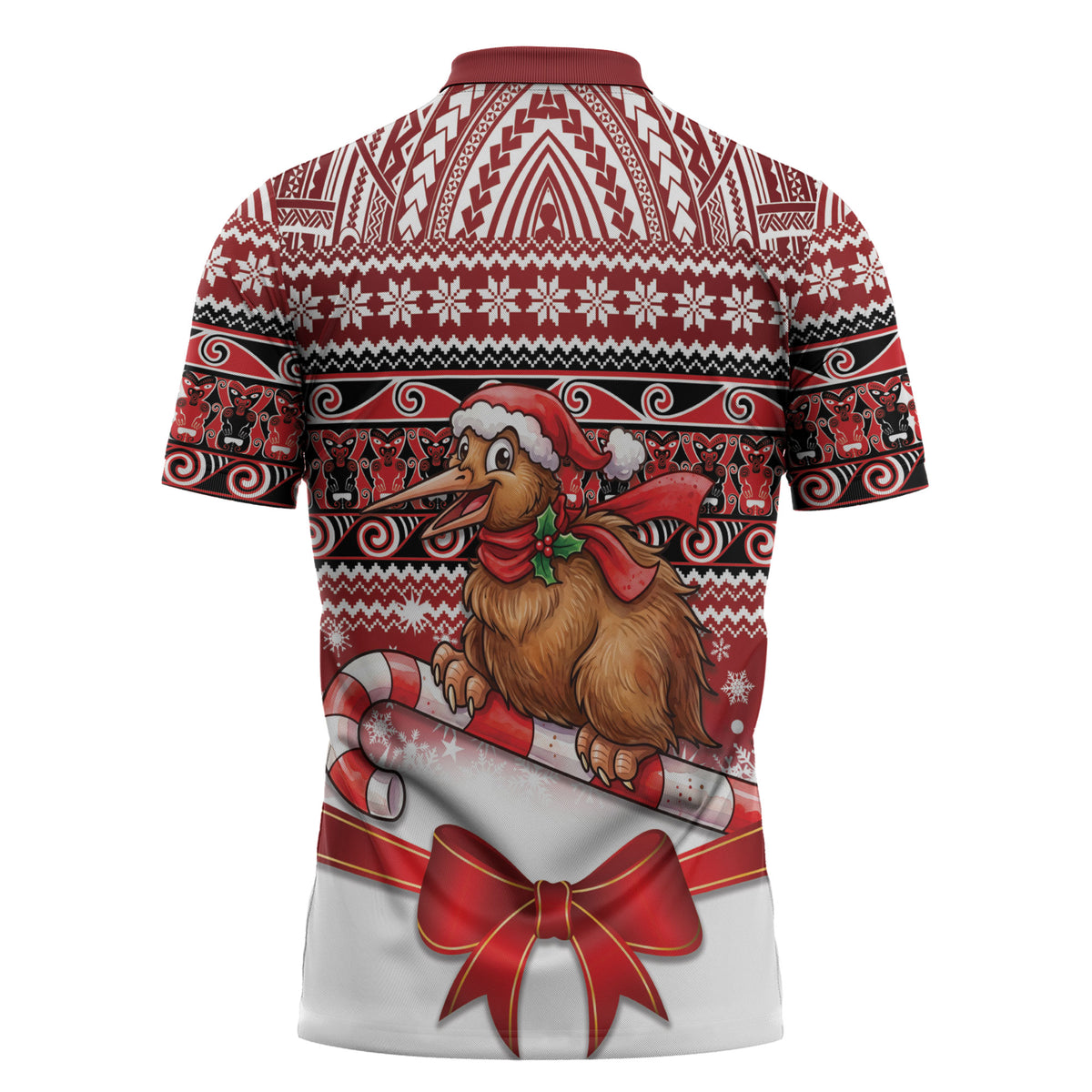 New Zealand Kiwi Bird Christmas Zipper Polo Shirt Maori Inspired Knitted Patterns