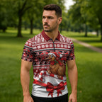 New Zealand Kiwi Bird Christmas Zipper Polo Shirt Maori Inspired Knitted Patterns