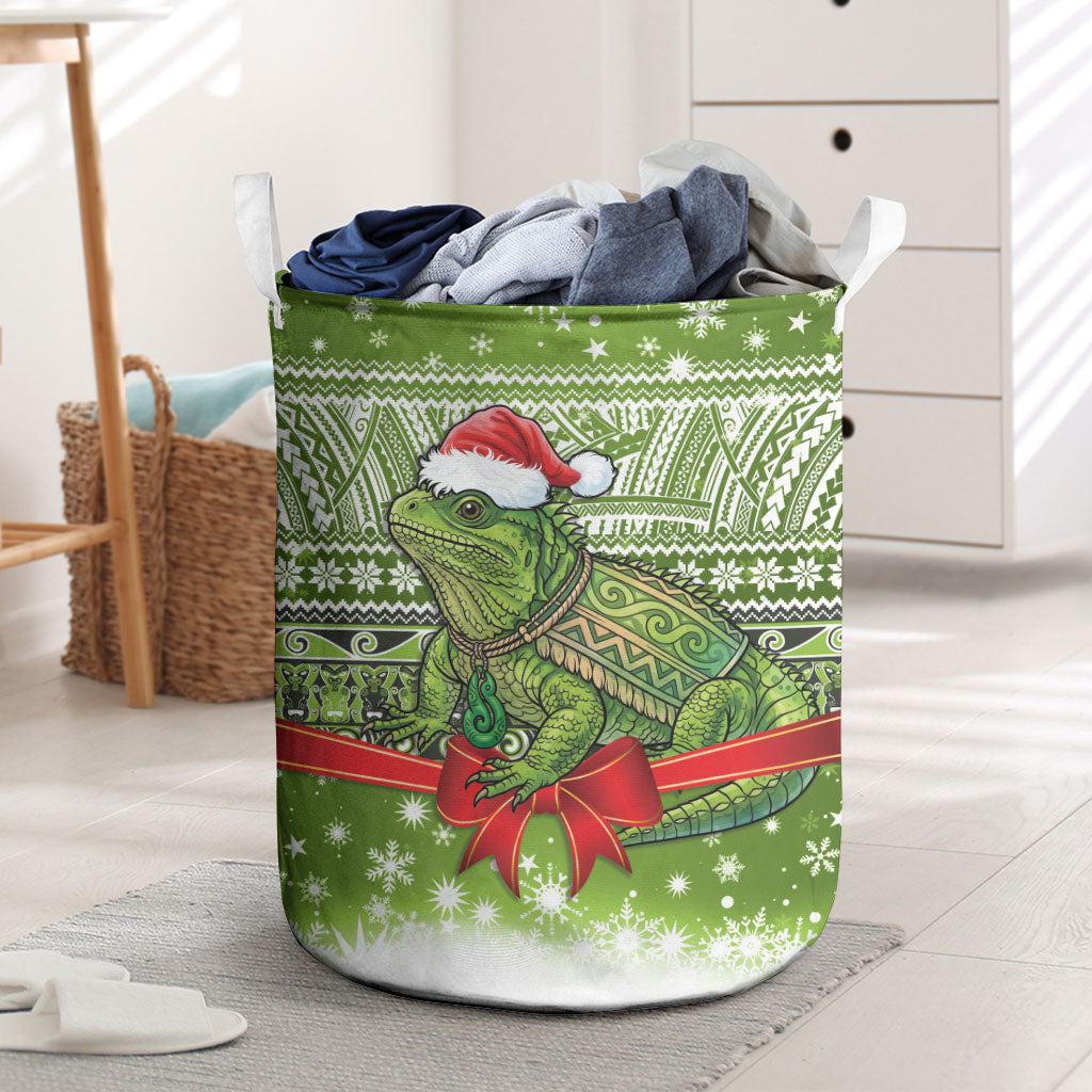 New Zealand Tuatara Christmas Laundry Basket Maori Inspired Knitted Patterns