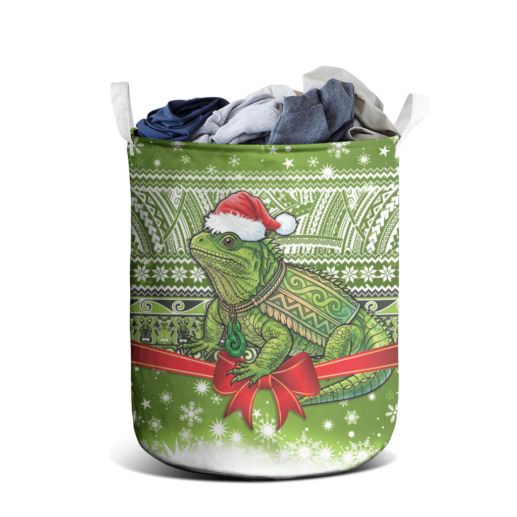 New Zealand Tuatara Christmas Laundry Basket Maori Inspired Knitted Patterns
