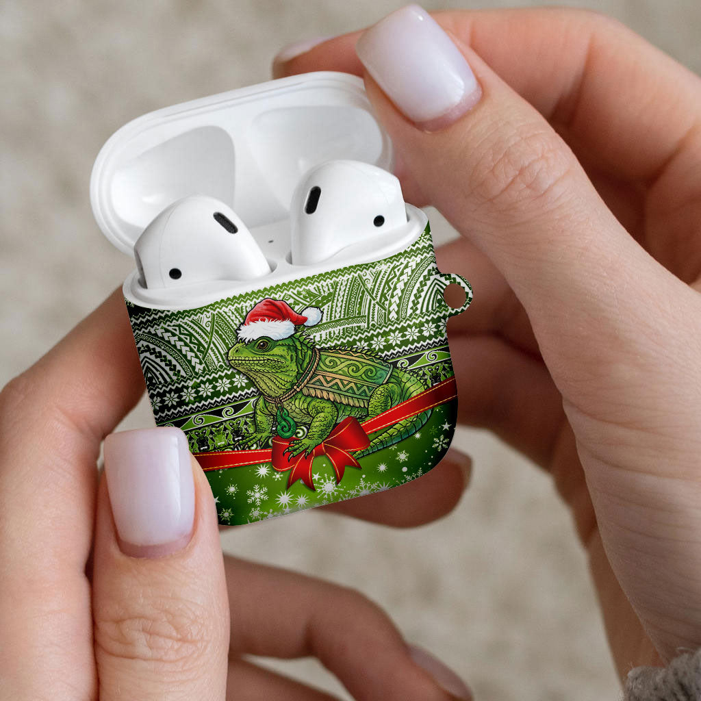 New Zealand Tuatara Christmas AirPods Case Maori Inspired Knitted Patterns