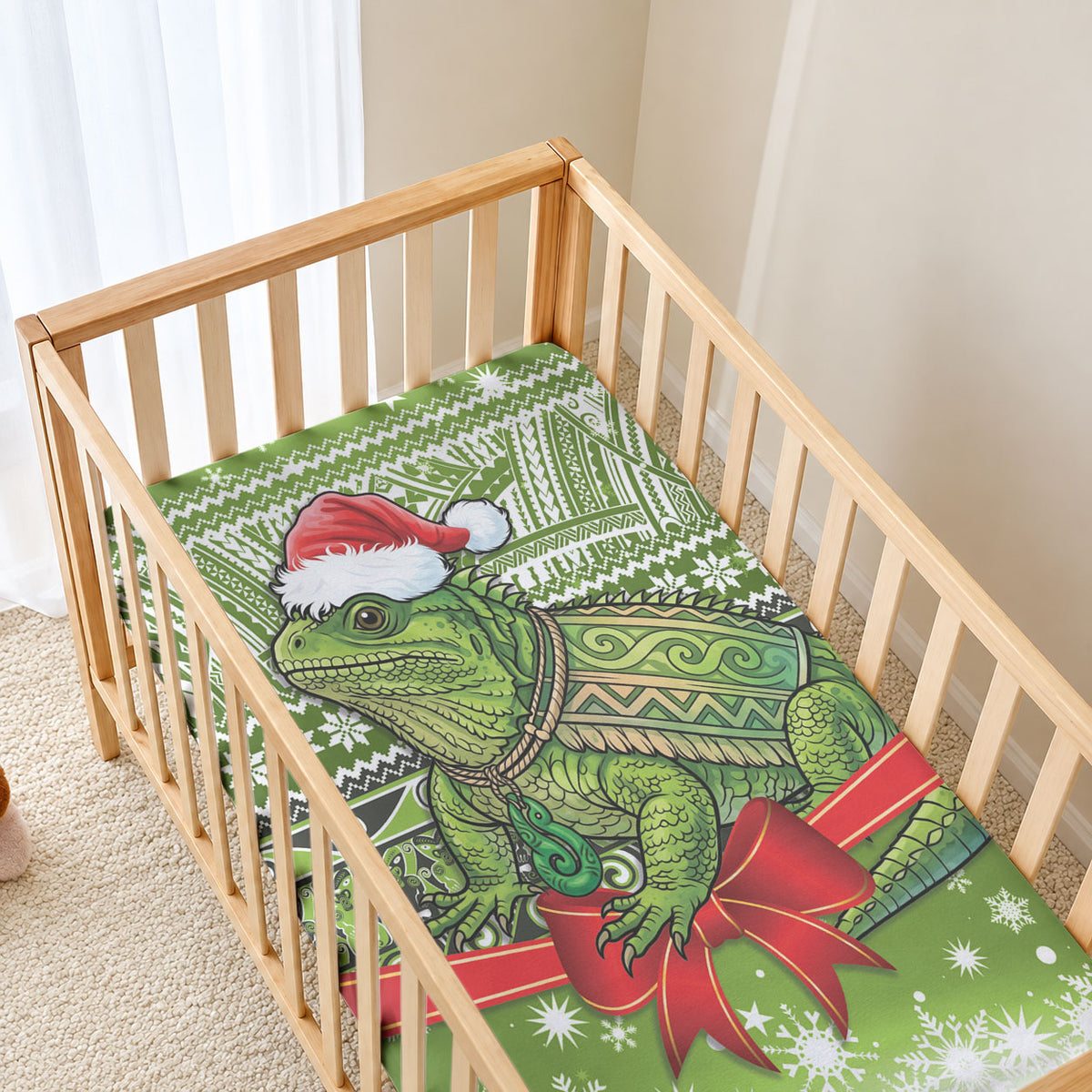 New Zealand Tuatara Christmas Baby Bed Cover Maori Inspired Knitted Patterns