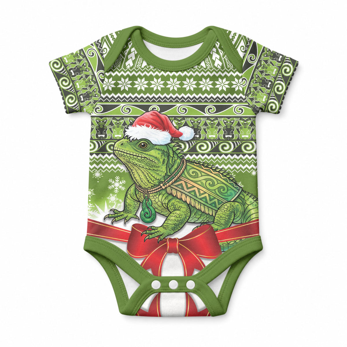 New Zealand Tuatara Christmas Baby Onesie Maori Inspired Knitted Patterns