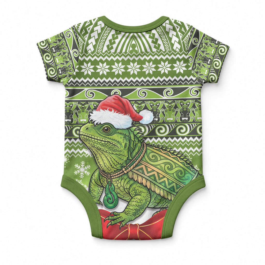New Zealand Tuatara Christmas Baby Onesie Maori Inspired Knitted Patterns