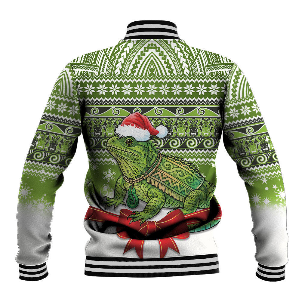 New Zealand Tuatara Christmas Baseball Jacket Maori Inspired Knitted Patterns