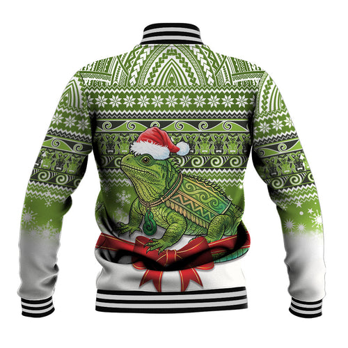 New Zealand Tuatara Christmas Baseball Jacket Maori Inspired Knitted Patterns