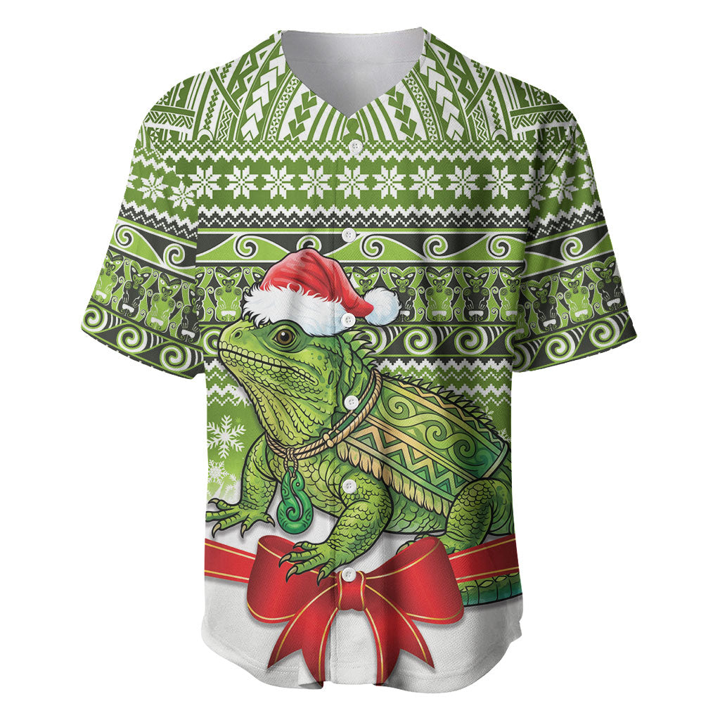 New Zealand Tuatara Christmas Baseball Jersey Maori Inspired Knitted Patterns
