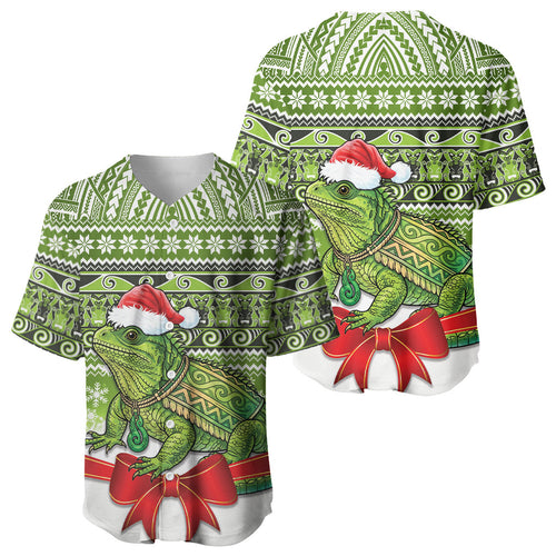 New Zealand Tuatara Christmas Baseball Jersey Maori Inspired Knitted Patterns