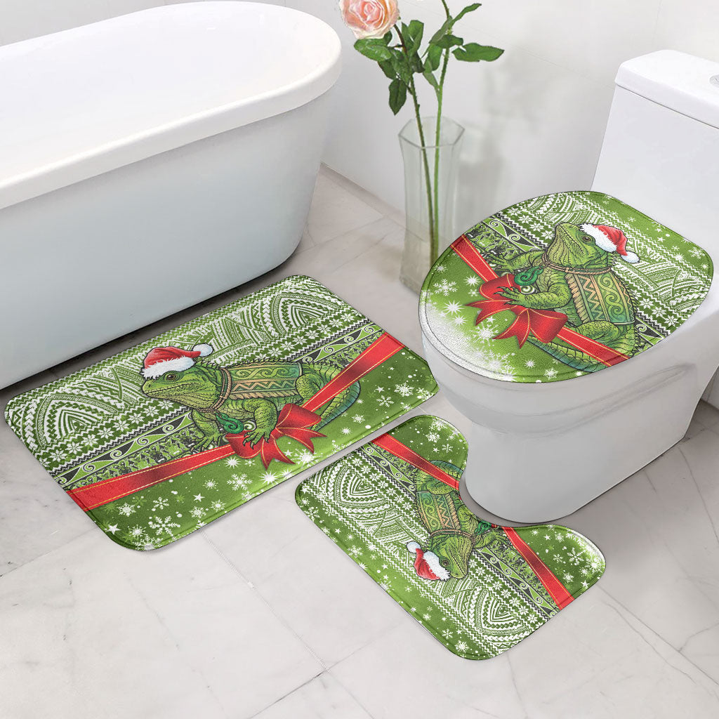 New Zealand Tuatara Christmas Bathroom Set Maori Inspired Knitted Patterns