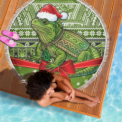 New Zealand Tuatara Christmas Beach Blanket Maori Inspired Knitted Patterns