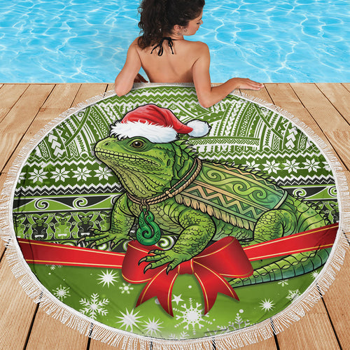 New Zealand Tuatara Christmas Beach Blanket Maori Inspired Knitted Patterns
