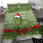 New Zealand Tuatara Christmas Bedding Set Maori Inspired Knitted Patterns
