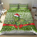 New Zealand Tuatara Christmas Bedding Set Maori Inspired Knitted Patterns