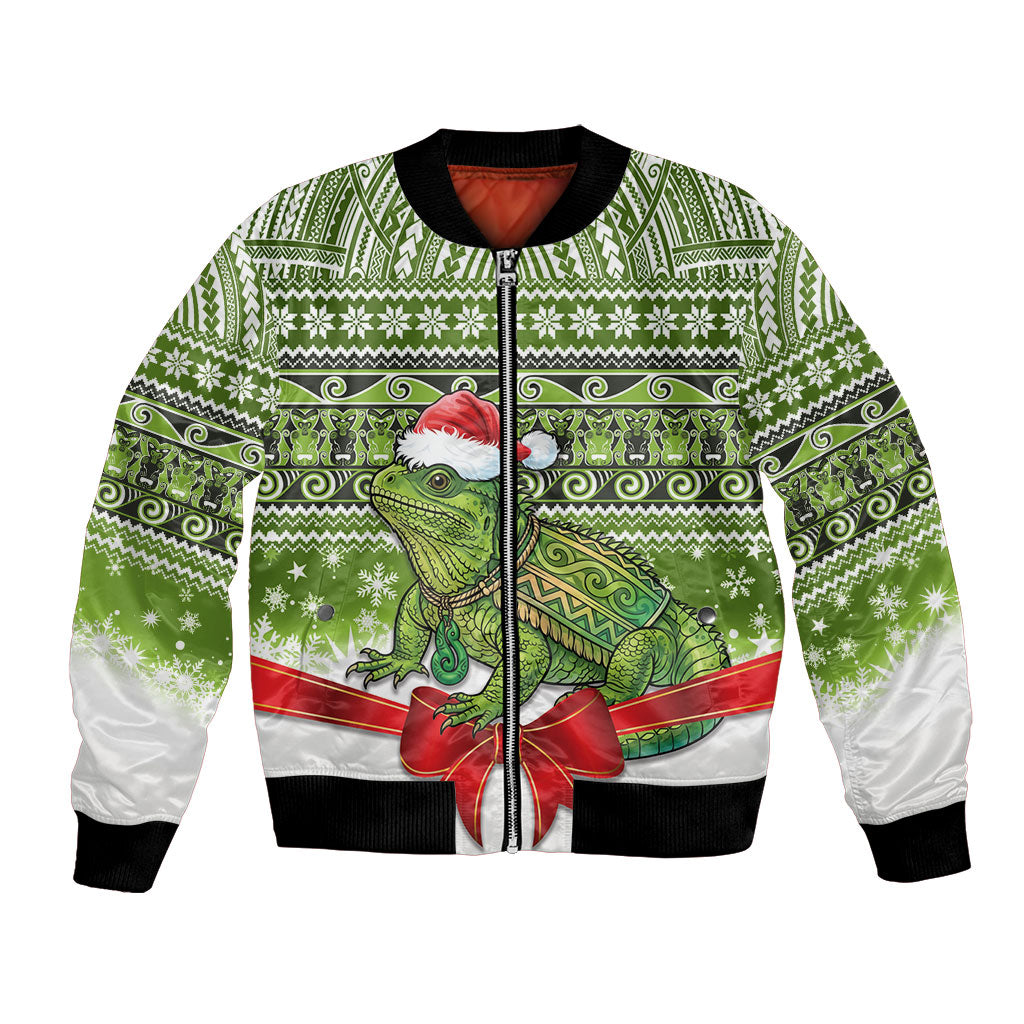 New Zealand Tuatara Christmas Bomber Jacket Maori Inspired Knitted Patterns