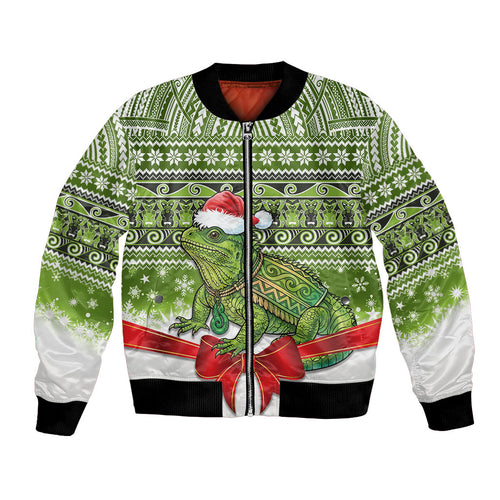 New Zealand Tuatara Christmas Bomber Jacket Maori Inspired Knitted Patterns