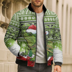 New Zealand Tuatara Christmas Bomber Puffer Jacket Maori Inspired Knitted Patterns