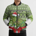 New Zealand Tuatara Christmas Bomber Puffer Jacket Maori Inspired Knitted Patterns