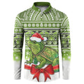 New Zealand Tuatara Christmas Button Sweatshirt Maori Inspired Knitted Patterns