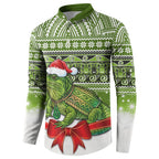 New Zealand Tuatara Christmas Button Sweatshirt Maori Inspired Knitted Patterns