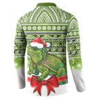 New Zealand Tuatara Christmas Button Sweatshirt Maori Inspired Knitted Patterns