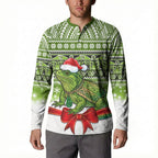 New Zealand Tuatara Christmas Button Sweatshirt Maori Inspired Knitted Patterns