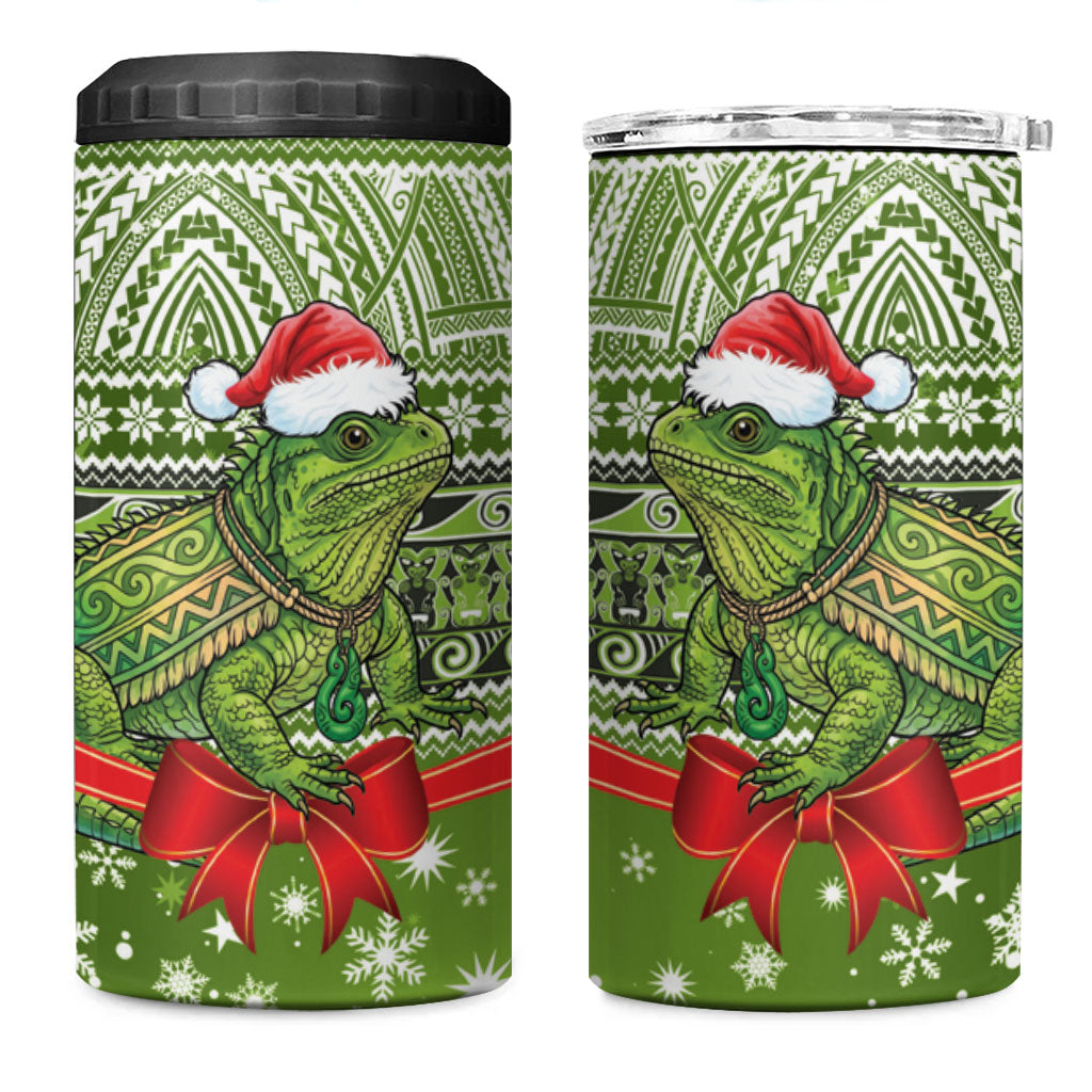 New Zealand Tuatara Christmas 4 in 1 Can Cooler Tumbler Maori Inspired Knitted Patterns
