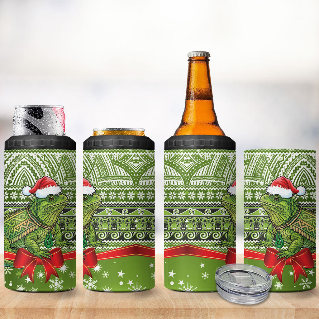 New Zealand Tuatara Christmas 4 in 1 Can Cooler Tumbler Maori Inspired Knitted Patterns