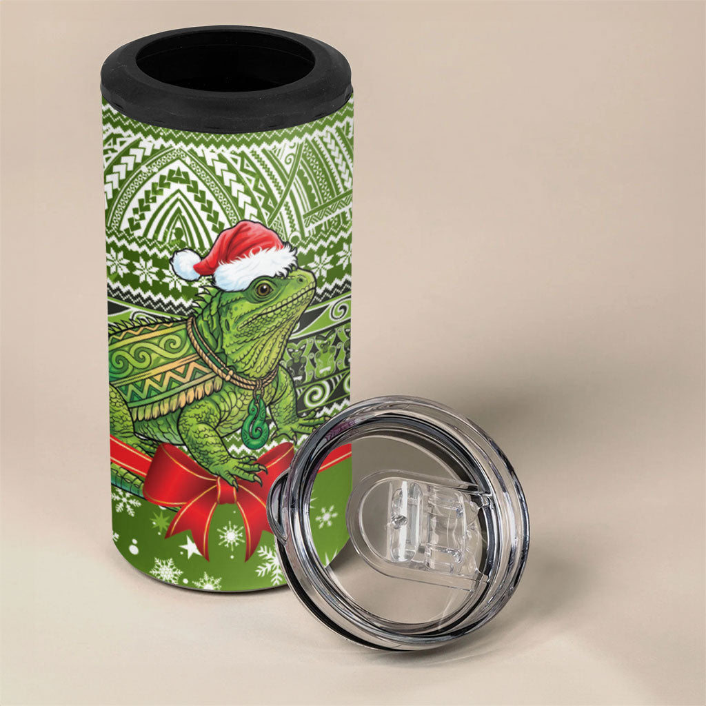 New Zealand Tuatara Christmas 4 in 1 Can Cooler Tumbler Maori Inspired Knitted Patterns