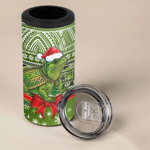 New Zealand Tuatara Christmas 4 in 1 Can Cooler Tumbler Maori Inspired Knitted Patterns