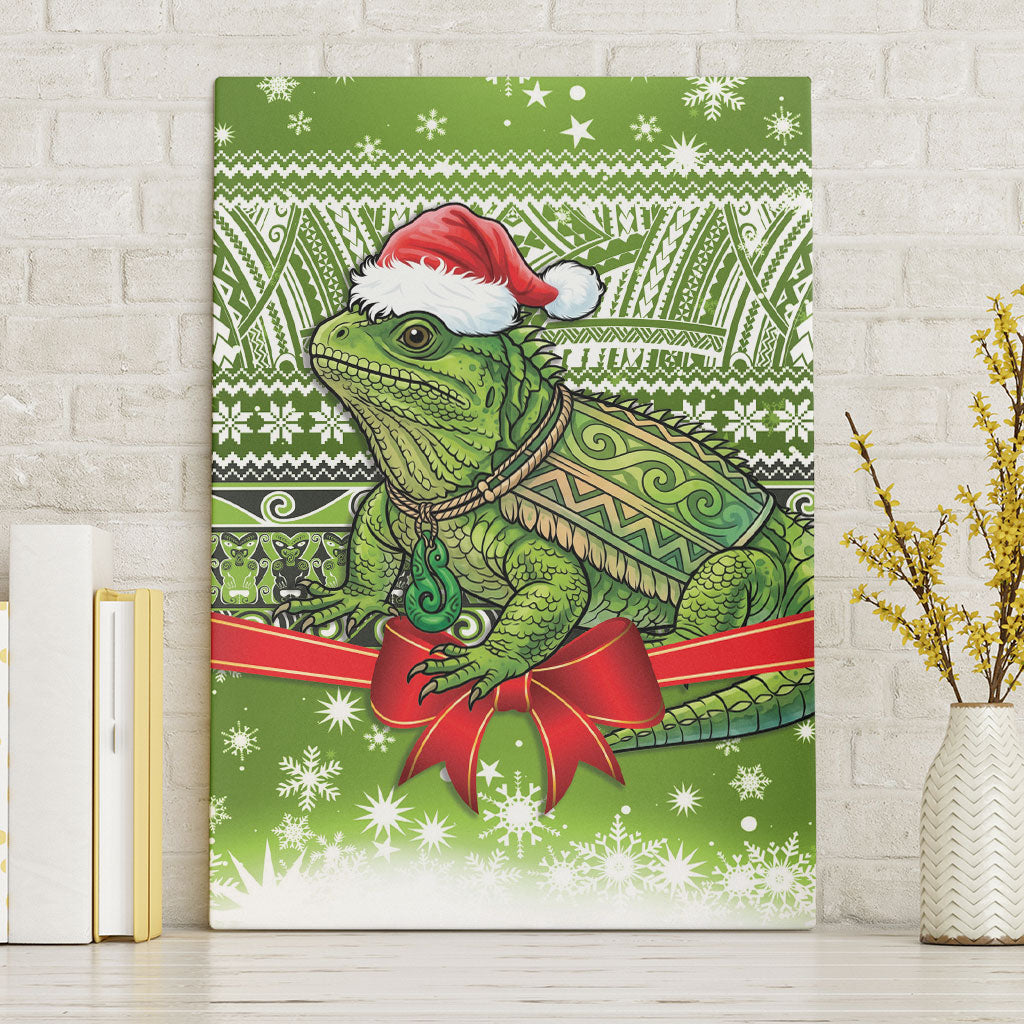 New Zealand Tuatara Christmas Canvas Wall Art Maori Inspired Knitted Patterns