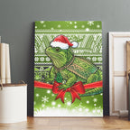 New Zealand Tuatara Christmas Canvas Wall Art Maori Inspired Knitted Patterns
