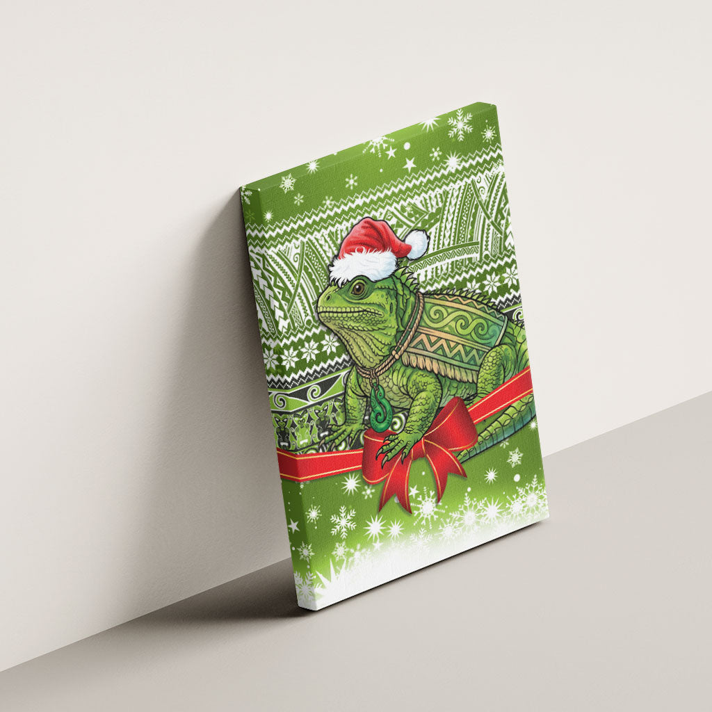 New Zealand Tuatara Christmas Canvas Wall Art Maori Inspired Knitted Patterns