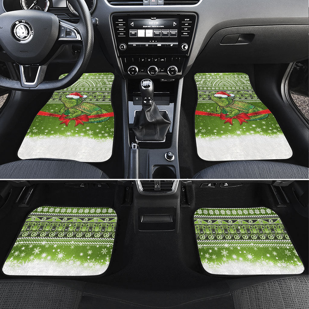 New Zealand Tuatara Christmas Car Mats Maori Inspired Knitted Patterns