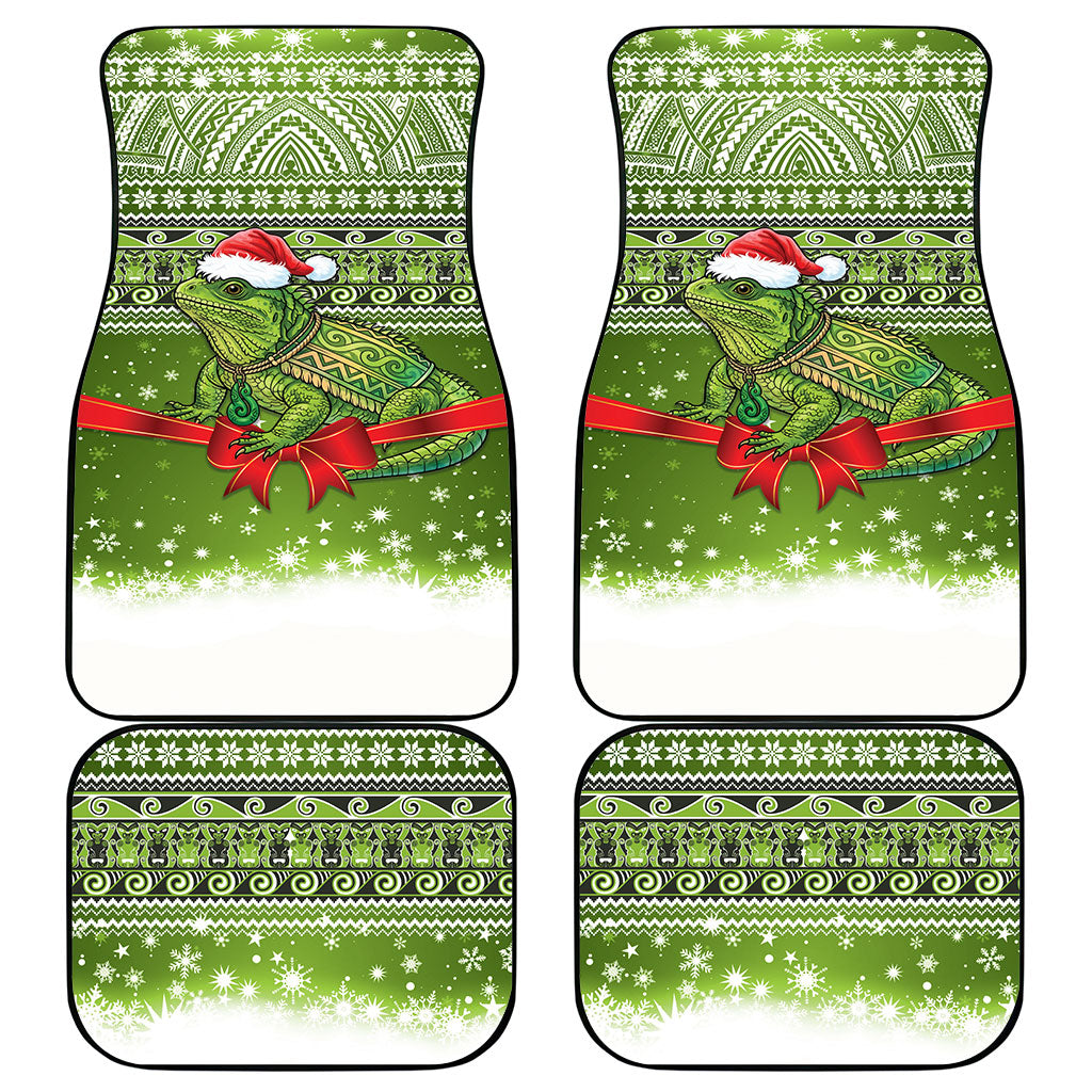 New Zealand Tuatara Christmas Car Mats Maori Inspired Knitted Patterns