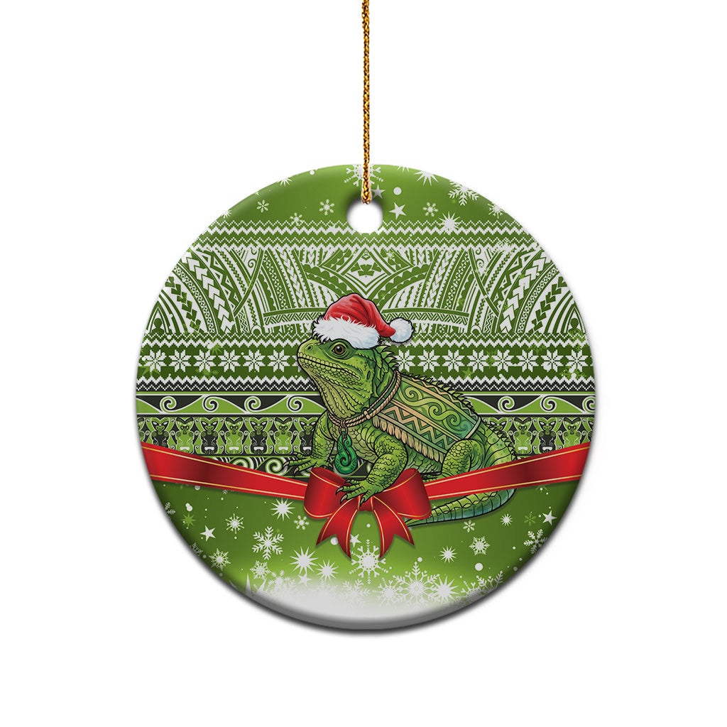 New Zealand Tuatara Christmas Ceramic Ornament Maori Inspired Knitted Patterns
