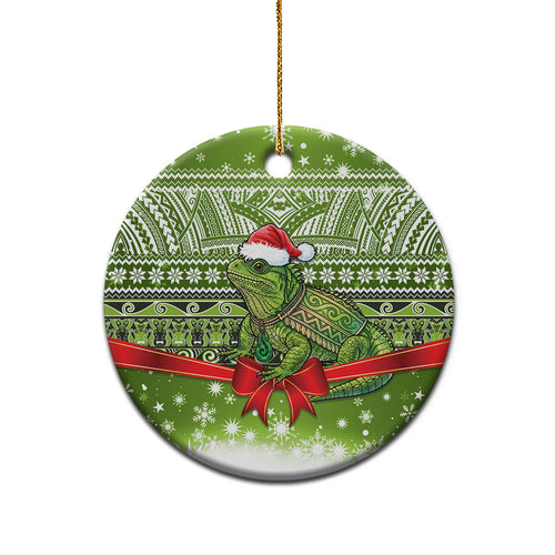 New Zealand Tuatara Christmas Ceramic Ornament Maori Inspired Knitted Patterns
