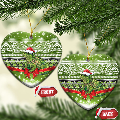 New Zealand Tuatara Christmas Ceramic Ornament Maori Inspired Knitted Patterns