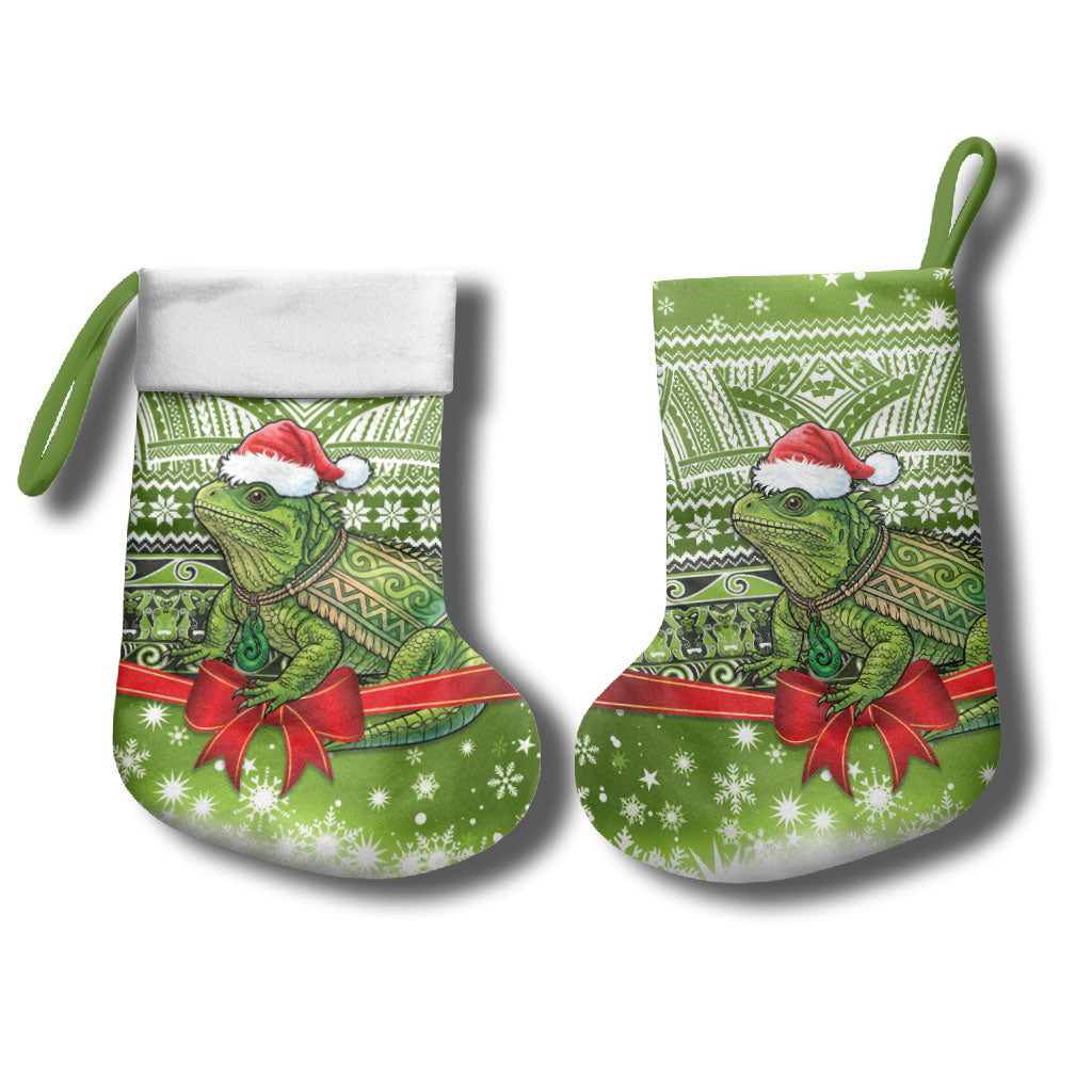 New Zealand Tuatara Christmas Stocking Maori Inspired Knitted Patterns